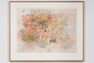 John Wolseley Spinifex plains – Watikinpirri, 2025; watercolour and graphite on paper; 56 x 76 cm; 77 x 96 cm (framed); enquire