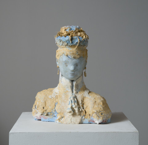 Linda Marrinon Victorian woman with earrings, 2014; tinted and painted plaster; 33 x 17 x 27 cm; enquire