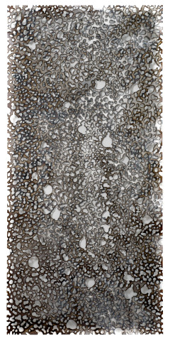 Lindy Lee Irreducible, 2012; black mild steel and fire; 210 x 100 cm; enquire