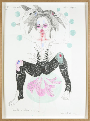 Del Kathryn Barton beneath a pattern of houses , 2015; ink and acrylic on hot pressed paper; 82 x 60.5 cm; Enquire