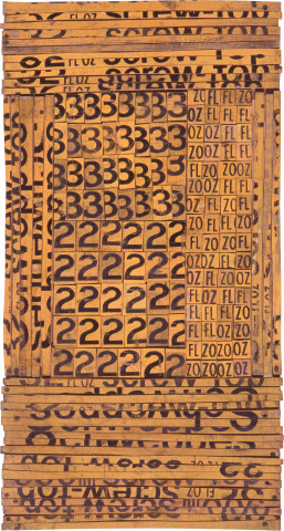 Rosalie Gascoigne Ledger, 1992; sawn / split soft drink crates on plywood; 80.7 x 43 cm; enquire