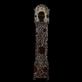 Fiona Hall Wrong Way Time, 2014; oil on long case clock; 190 x 41 x 25 cm; enquire