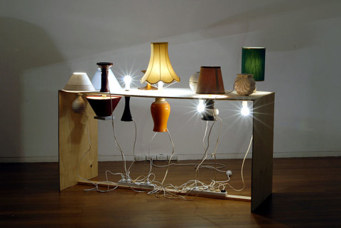 Christopher Hanrahan As Is The Gardener Such Is The Garden (table lamp), 2006; plywood and lamps; 118 x 157 x 60 cm; enquire