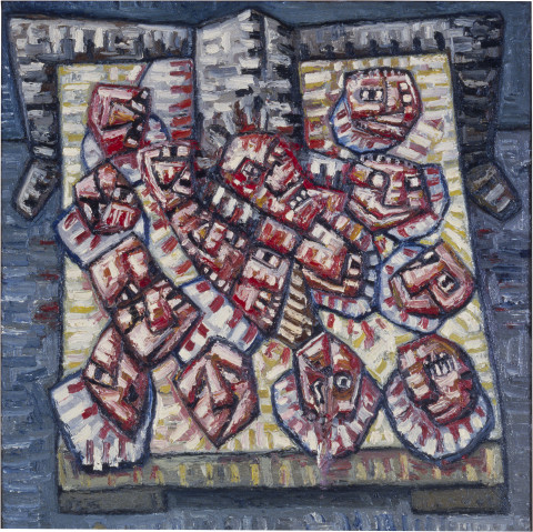 Keith Looby Your arteating leftovers, 1983-84; from the series Little Arteaters; oil on canvas; 111 x 111 cm; enquire