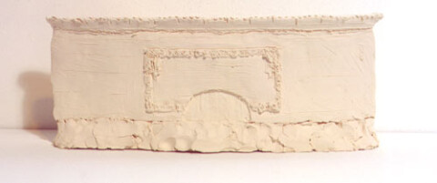 Linda Marrinon Proposal for the Refurbishment of the Facade of the National Gallery of Victoria after Louis Sullivan's National Farmers Bank, Owatonna, Minnesota, 1999; from the series Sculpture For The Home; White terracotta; 12 x 30 x 5 cm; enquire