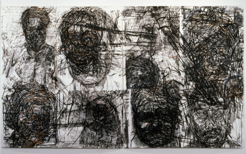 Mike Parr Swine Fever, 1987; Girault pastel & charcoal on Tamaroll paper; 243 x 408 cm; enquire