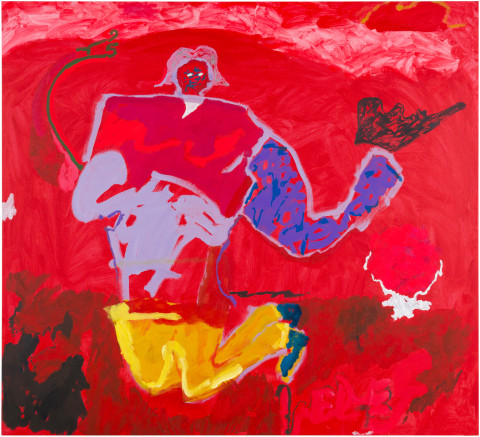 Tom Polo with red relief, 2019; acrylic on canvas; 200 x 220 cm; enquire
