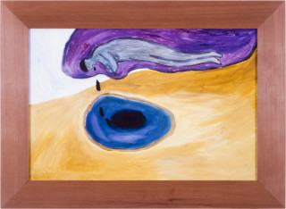 Joan Ross Its Hard To Live Poetry (No.1), 1989; oil and acrylic on masonite; 51 x 76 cm; enquire