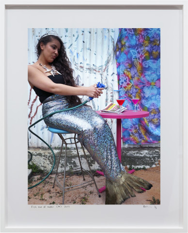 Destiny Deacon Fish out of water (A), 2017; lightjet print; 98 x 79.5 cm; (framed); Edition of 5 + 2 APs; enquire