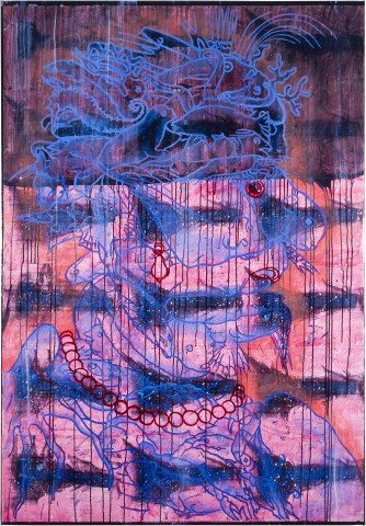 Mark Titmarsh Portrait of The Hammer, 1989; acrylic and paper on canvas; 182 x 126 cm; enquire