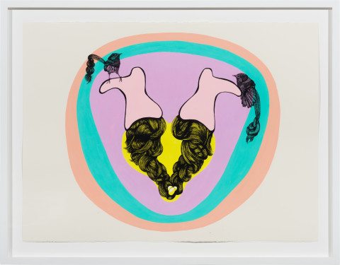 Patricia Piccinini When They Found It, 2023; from the series Within Expanding Warmth; gouache and ink on paper; 56 x 76 cm; more info; enquire