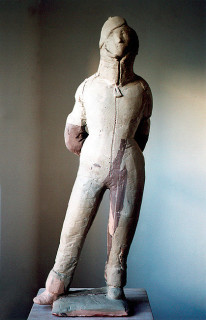 Linda Marrinon Woman in Snowsuit, 2006; tinted plaster; 70 x 25 x 20 cm; enquire