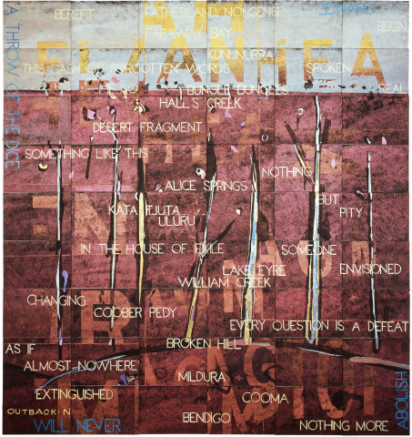 Imants Tillers Outback: N, 2008; acrylic, gouache on 54 canvasboards nos. 81460 - 81513; 228.6 x 213.5 cm; enquire