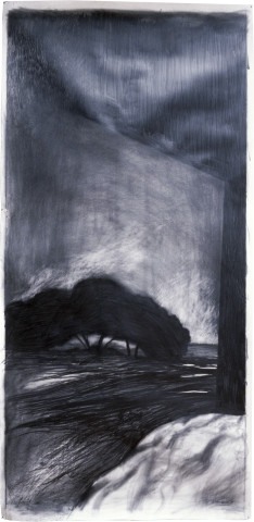 Richard Goodwin Gateway exit before grasping, 1985; cotton rag paper and graphite; 120 x 270 cm; enquire