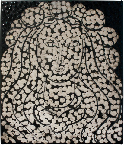 Daniel Boyd Untitled (MLD), 2012; oil, charcoal and archival glue polyester; 30 x 25.5 cm; enquire