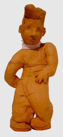 Linda Marrinon Man with Scarf and Quiff, 1999; Terracotta; 19 x 14 x 9 cm; enquire
