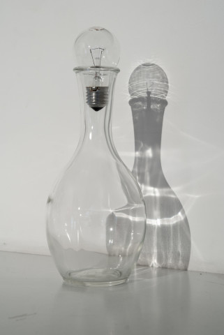 Bill Culbert The last incandescent light bulb, 2009; glass decanter, light bulb stopper; 29 x 12 x 12 cm; Edition of 20; enquire