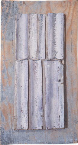 Rosalie Gascoigne Flute, 1994; corrugated iron on plywood; 100 x 54 cm; enquire