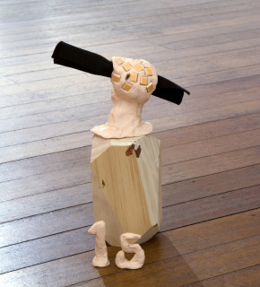 Mikala Dwyer 15, 2009; molding clay, wood, artist?s blood, tiles, felt; 30 x 11 x 11 cm; enquire