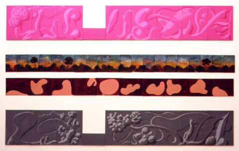 Tony Clark Landscape (Kufic, Myriorama, Organic, Kufic), 1994; Acrylic on canvas board; Approx. 122 x 202 cm; enquire