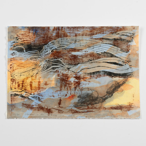 John Wolseley Umwelt of the Grey Box Beetle, 2015; relief print and watercolour on paper; Edition of 40; enquire