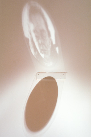 Merilyn Fairskye ingrid, poet, germany, 1993; perspex, mirror, cell paint, shadow, light, wall; dimensions variable; enquire