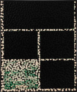 Daniel Boyd Untitled (IWHTCUP), 2025; oil, ink and archival glue on paper mounted to board; 30 x 25 cm; more info; enquire