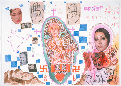 Gareth Sansom My Heart Bleeds For India, 1989; watercolour, acrylic, ink and collage on paper; 56 x 76 cm; enquire