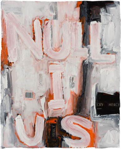 Fiona Hall nullius (I), 2020; oil paint on aluminium drink cans; 61 x 49 cm; enquire