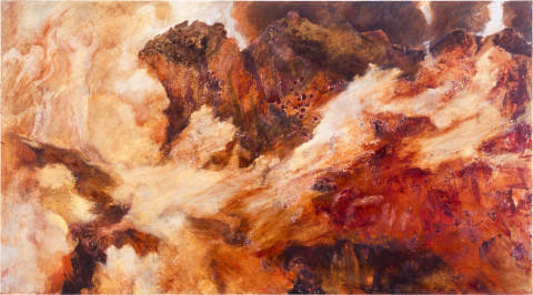 Mandy Martin The Abyss, 1999; oil, ochre and pigment on linen; 135 x 244 cm; enquire