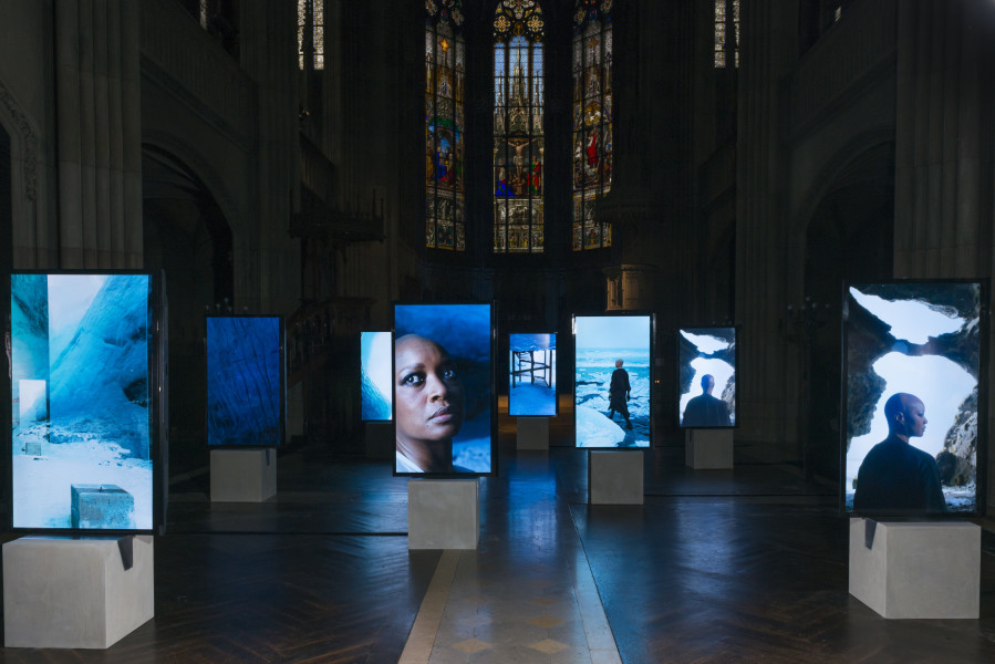 Installation view, Isaac Julien, Stones Against Diamonds, Rolls-Royce Arts Programme, Elisabethenkirche, Basel (16 June — 17 June 2015)