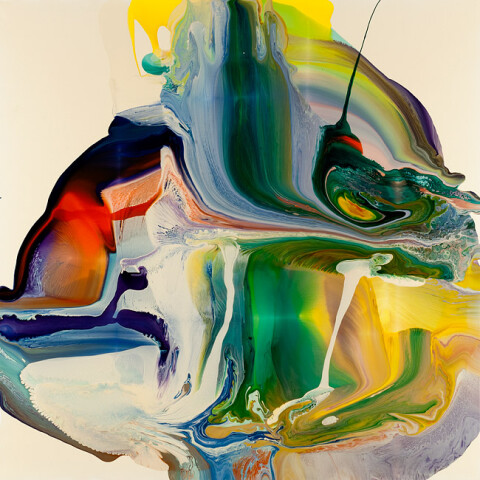 Dale Frank 19. He had not been alone at home for over four months, maybe five. He desperately need too. The irony was not lost that he had to drive 2 hours and be around for these obligations, he had to listen to a hundred voiceovers, in order to find the time to be alone., 2009; varnish on canvas; 200 x 200 cm; enquire