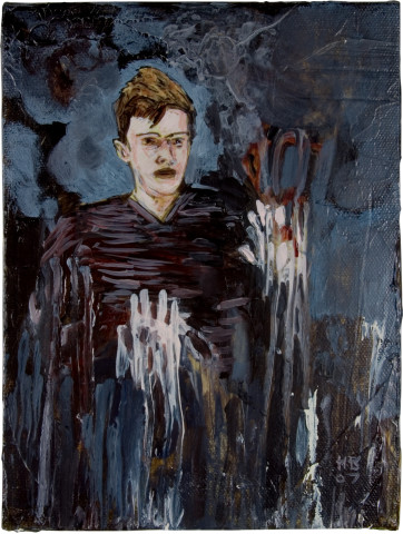 Hernan Bas A soft warning, 2007; mixed media on linen; 20.3 x 15.2 cm; enquire