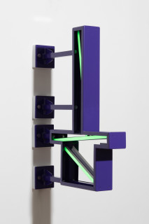 Callum Morton City Lights #14, 2026; steel, 2Pac polyurethane, lights; 82 x 62.5 x 12 cm; enquire