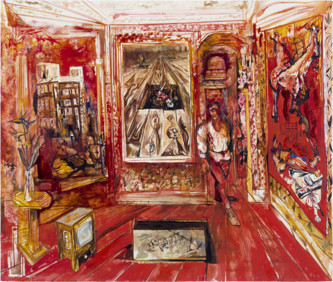 Victor Rubin Hamlet Conceding a Point of Compromise in a Vestibule, 1987; oil on canvas; 168 x 198 cm; enquire