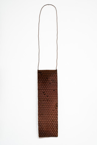 Lorraine Connelly-Northey Narrbong, 2019; CONNL - 0006; rusted iron, tin backing, wire; 170 x 26 x 7 cm; Enquire