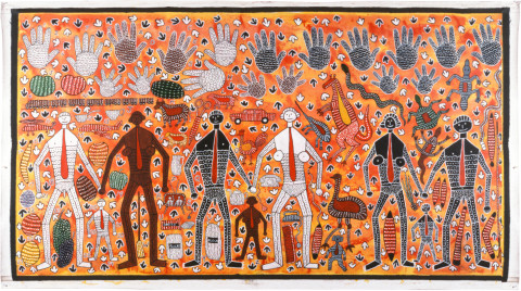 Robert Campbell Jnr Hands of time (assimilation and integration), 1987; acrylic on canvas; 130 x 232.5 cm; enquire