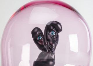 Patricia Piccinini Helmed Spirit of Curiosity, 2025; glass, resin, brass, concrete; 44 x 28 x 27 cm; enquire