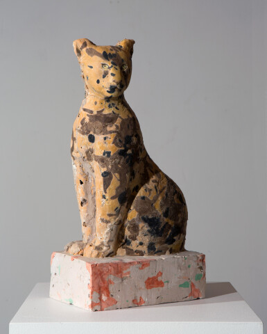 Linda Marrinon Leopard, 2016; tinted and painted plaster; 48 x 25 x 14 cm; enquire