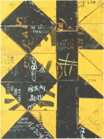 Rosalie Gascoigne Pavement, 1998; sawn wood on wood; 69 x 52 cm; enquire