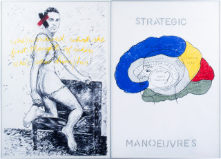 Merilyn Fairskye Strategic Manoeuvres, 1985; pastel and charcoal on paper; 2 panels; 112 x 76 cm each; enquire