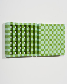 Hilarie Mais Simile Green, 2004; wood, oil paint; 2 parts; 29 x 29 x 6cm each; enquire