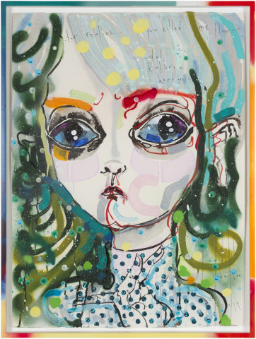 Del Kathryn Barton for realies...you killed my flow, 2017; ink and acrylic on hot press paper; 80.5 x 60.5 cm; Enquire
