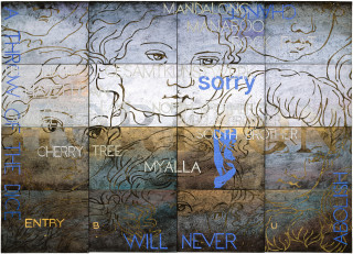 Imants Tillers Nature Speaks: BU, 2004; synthetic polymer paint, gouache on 16 canvasboards, 71854 - 71869; 101.6 x 142.2 cm; enquire