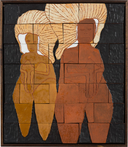 Renee So Venus of Valdivia II, 2020; Glazed ceramic, oak tray frame; 66.5 x 58 x 5.5 cm; more info; enquire