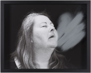 Julie Rrap Blow Back #32, 2018; digital print and handground glass; 52 x 64 cm; Edition of 3 + AP 1; enquire