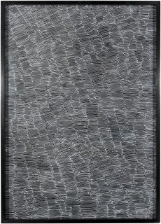 Nyapanyapa Yunupingu Untitled, 2012; 4305K - AC 6.6 Birrka'mirri; paint pen on clear acetate plastic; 86 x 61.5 cm; (framed); Enquire
