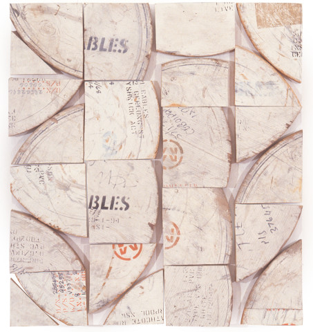 Rosalie Gascoigne Thermals, 1998; sawn wood on wood; 84 x 77 cm; enquire