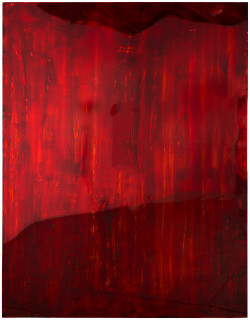 Dale Frank Bangladeshi, 2016; Bluebird Blood under Liquid Glass on perspex; 200 x 150 cm; enquire