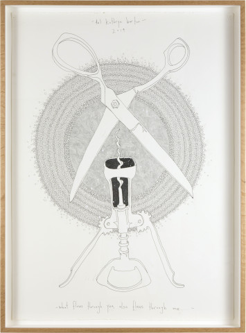 Del Kathryn Barton what flows through you also flows through me, 2014; ink and acrylic on hot pressed paper; 76 x 56 cm; Enquire